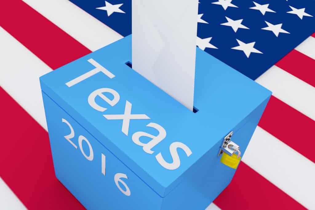 ballot box with US flag as a background.