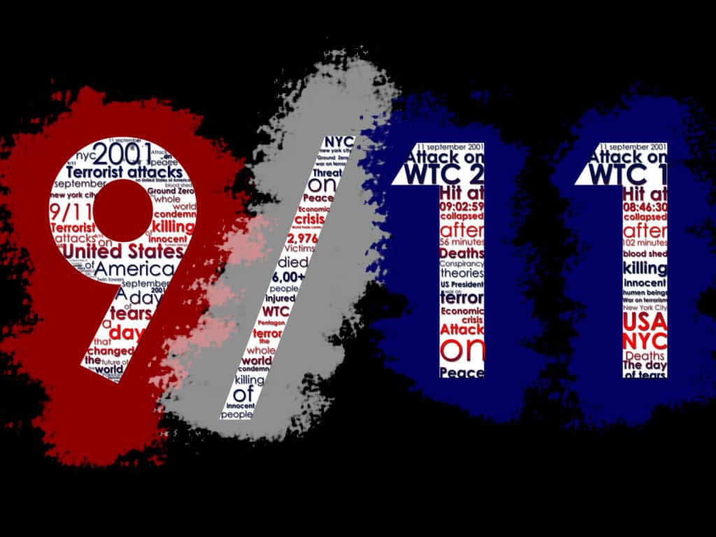 September 11, 2001. Typographic Illustration in US Colors