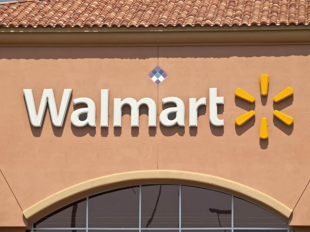 Porter Ranch, California, USA - September 15, 2011: Typical suburban Walmart big box store sign in afternoon light.