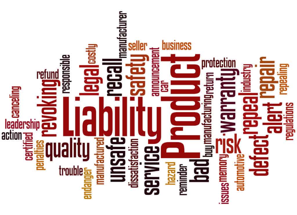 Product Liability word cloud concept on white background.