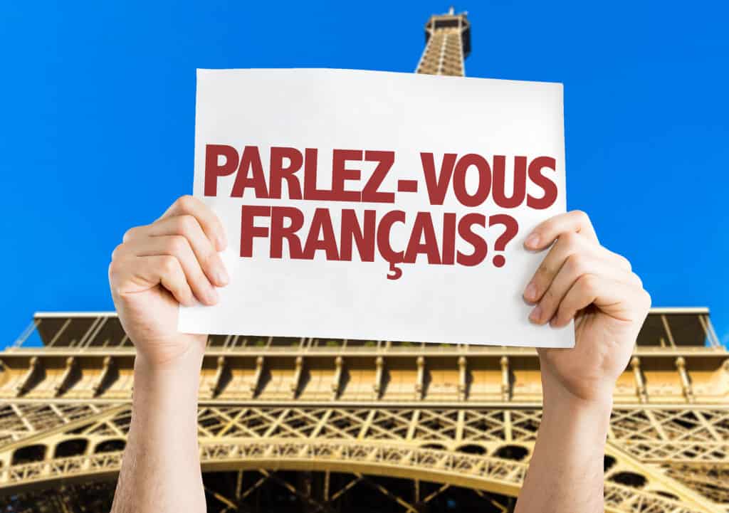 Do You Speak French? (in French) card with Eiffel Tower on backg