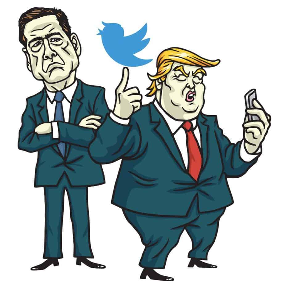 Donald Trump and James Comey Cartoon Vector. June 12, 2017