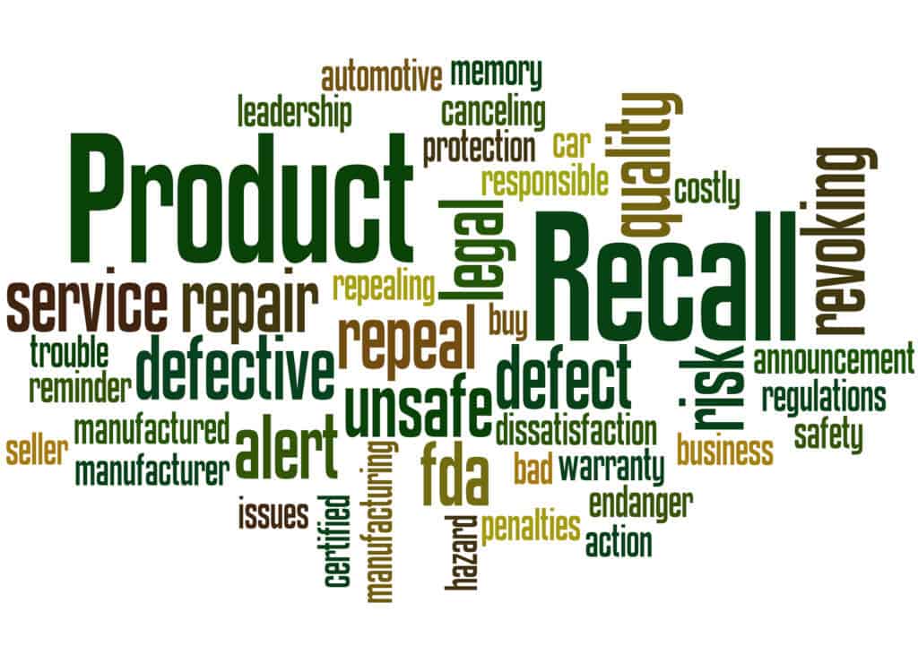 Product Recall word cloud concept on white background