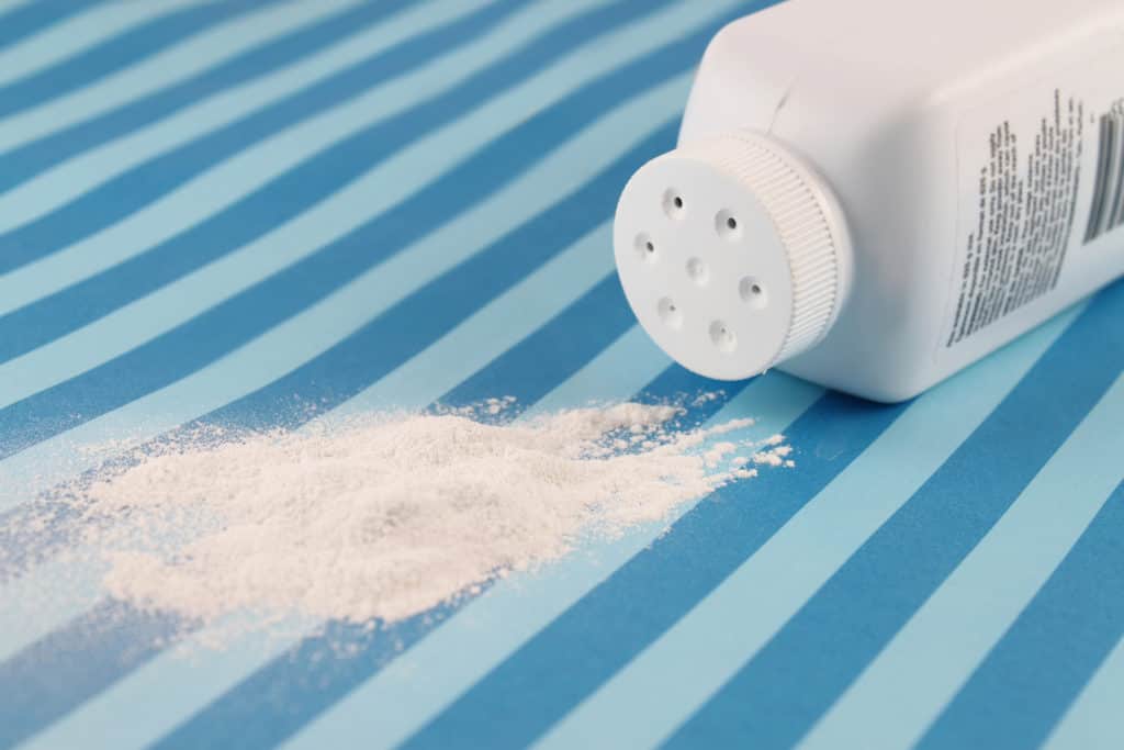 pic of spilled talcum powder bottle