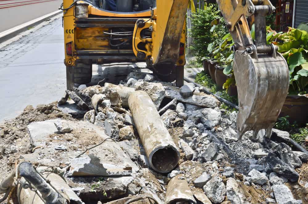 asbestos pipe debris in the street