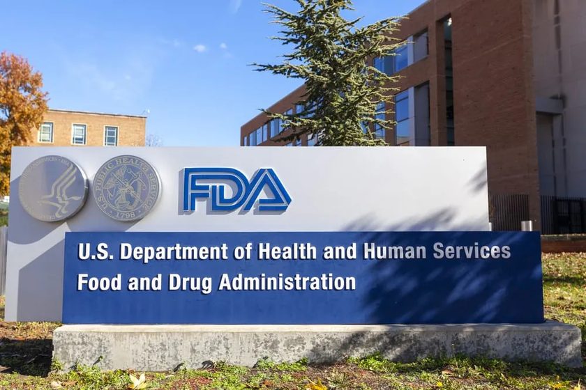 Sign for the U.S. Department of Health and Human Services, Food and Drug Administration, outside FDA headquarters